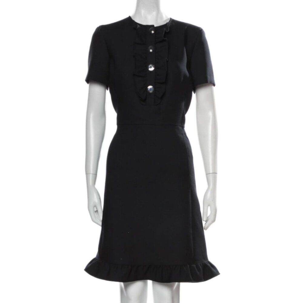 Tory Burch Black Ruffle Knee Length Dress Size 8